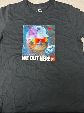 Nike Black Logo Crewneck Tee with White Print